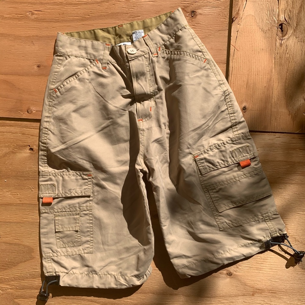 Vintage Kids Hang Ten Poly Khaki Cargo Shorts
